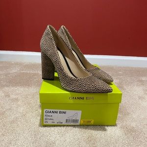 Gianni Bini Kaislie. Tan with Black Spots Suede.